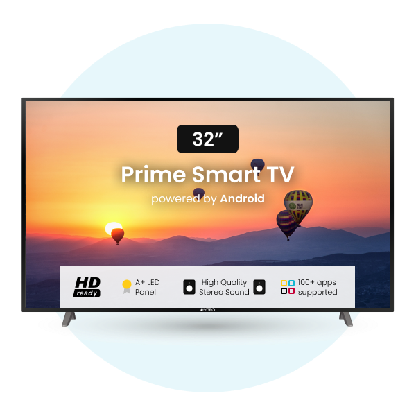 prime TV 32" TV FHD Frameless Voice Control Android Smart TV